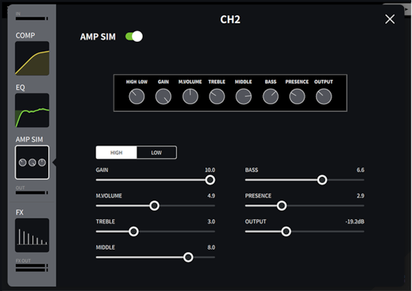 AMP SIM (Simulátor zesilovače) - CH2