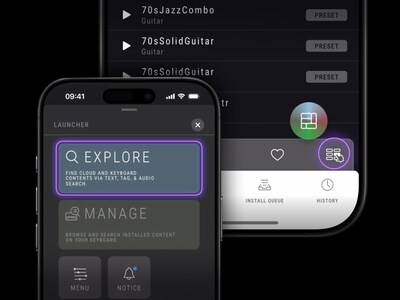 Screenshoty výsledků vyhledávání v EXPANSION MANAGERu a nabídky Launcher Menu