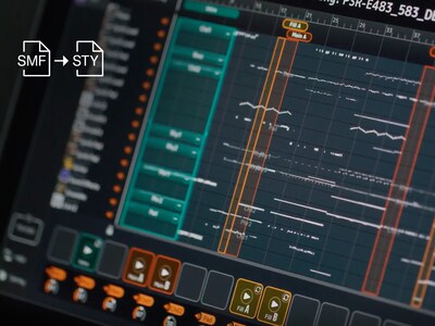 PSR-E483 Obrázek s možnostmi aplikace MIDI Song to Style