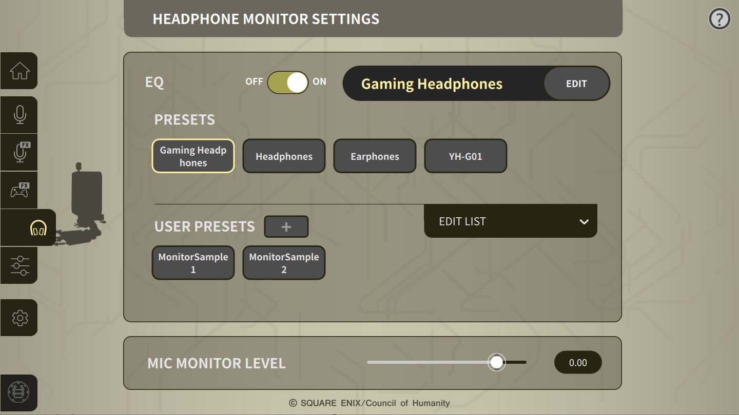 Yamaha ZG Controller - Headphone Monitor Settings