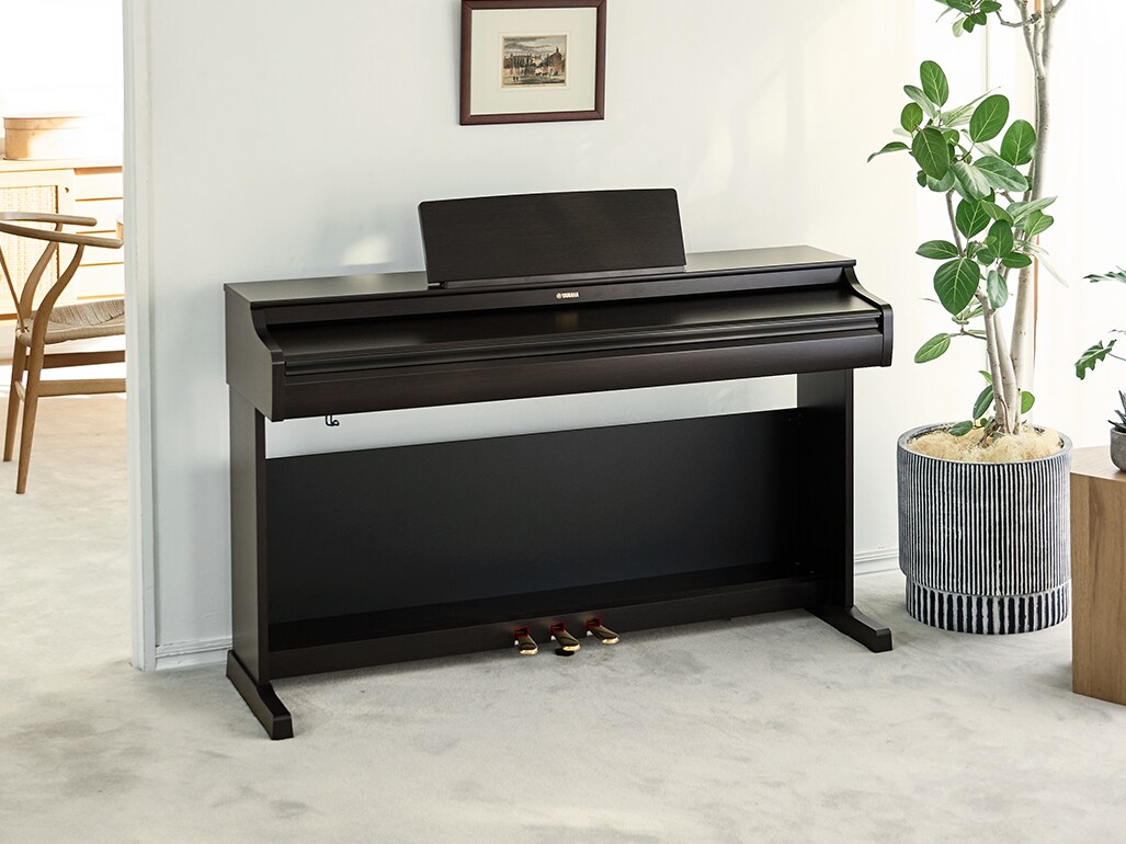 Kompaktní a elegantní design digitálních pian ARIUS přirozeně zapadá do obývacích pokojů.