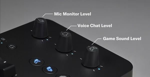 3 knoflíky pro intuitivní ovládání zvuku hráče a hry